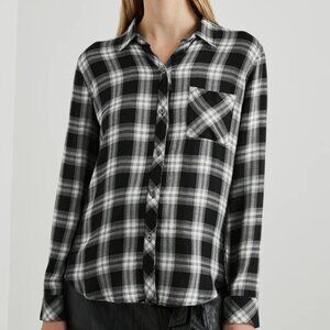 Rails Hunter Midnight Snow Plaid Flannel Button Down Academia Preppy Comfy M